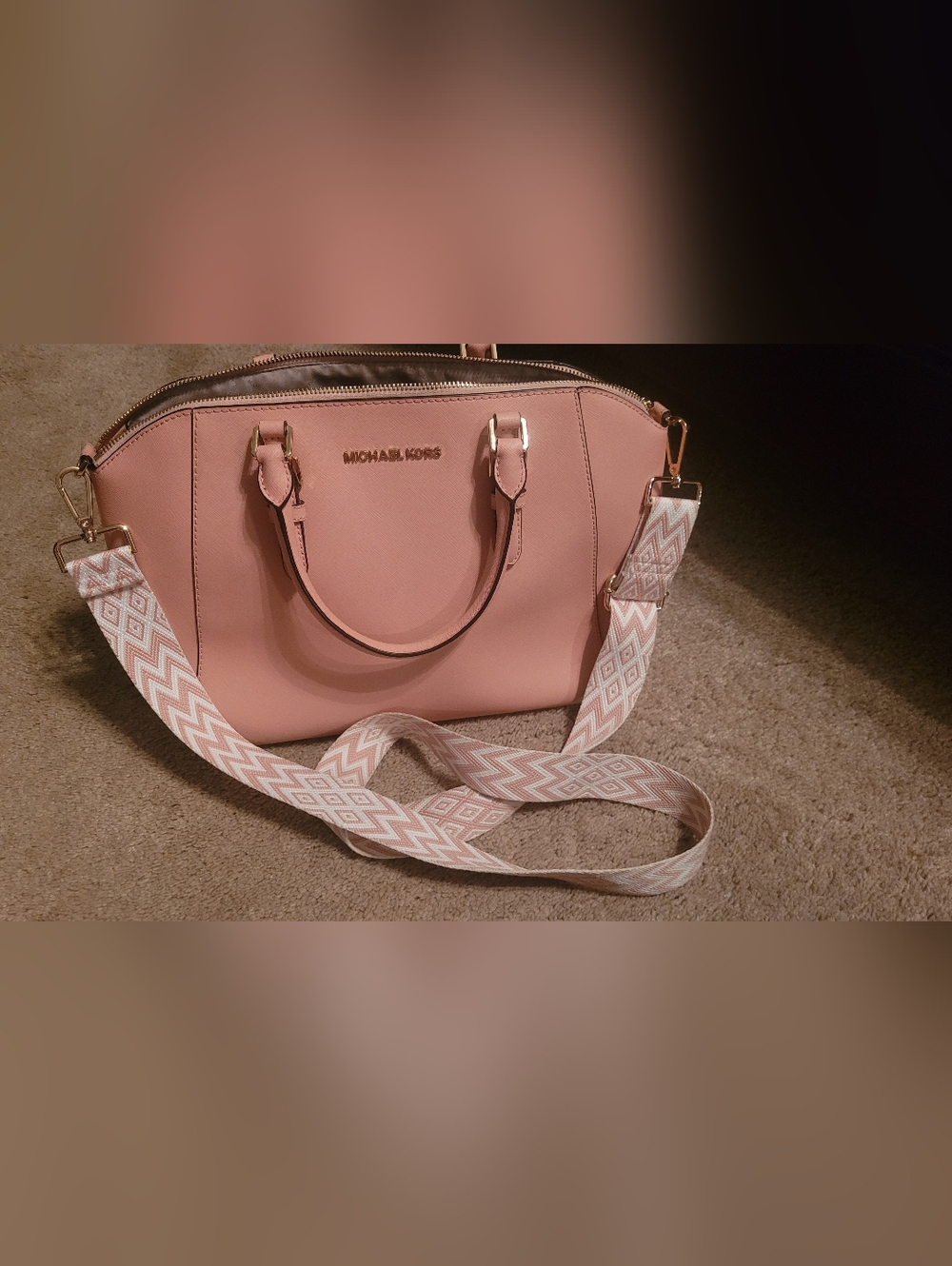 Michael Kors Pink Saffiano Dome Satchel